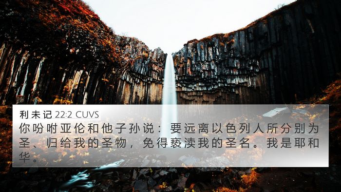 利 未 记 22:2 CUVS 4K Wallpaper - 你 吩 咐 亚 伦 和 他 子 孙 说 ： 要 - 4K Wallpaper Bible Verse