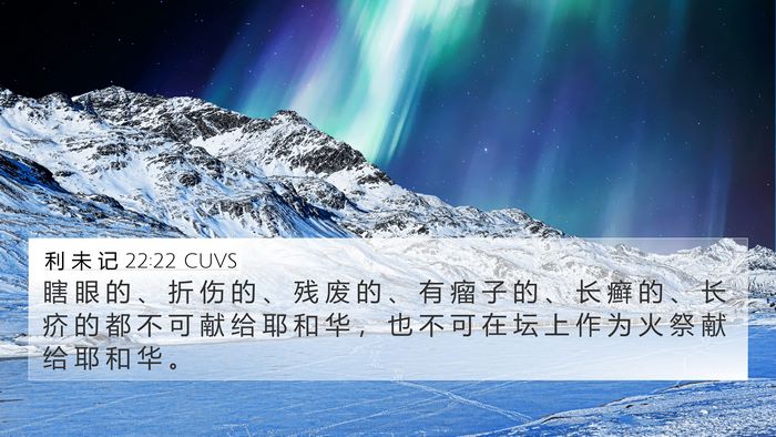 利 未 记 22:22 CUVS 4K Wallpaper - 瞎 眼 的 、 折 伤 的 、 残 废 的 、 - 4K Wallpaper Bible Verse