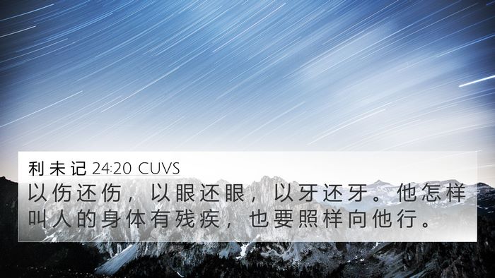 利 未 记 24:20 CUVS 4K Wallpaper - 以 伤 还 伤 ， 以 眼 还 眼 ， 以 牙 - 4K Wallpaper Bible Verse