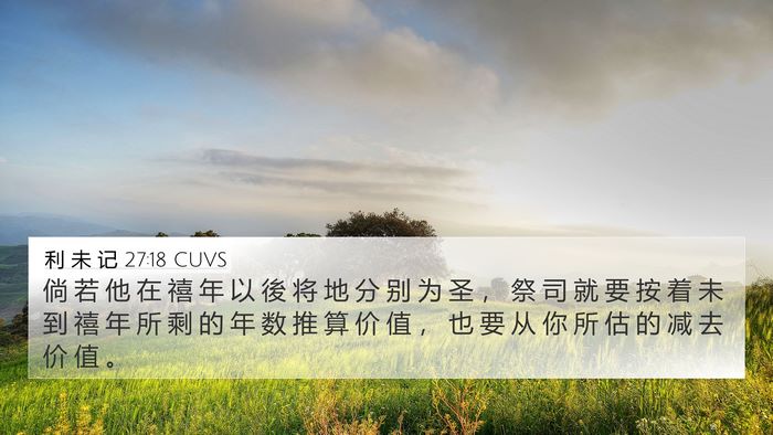 利 未 记 27:18 CUVS 4K Wallpaper - 倘 若 他 在 禧 年 以 後 将 地 分 别 - 4K Wallpaper Bible Verse