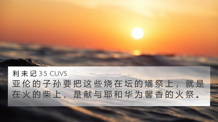 利 未 记 3:5 CUVS 4K Wallpaper - 亚 伦 的 子 孙 要 把 这 些 烧 在 坛 - 4K Wallpaper Bible Verse