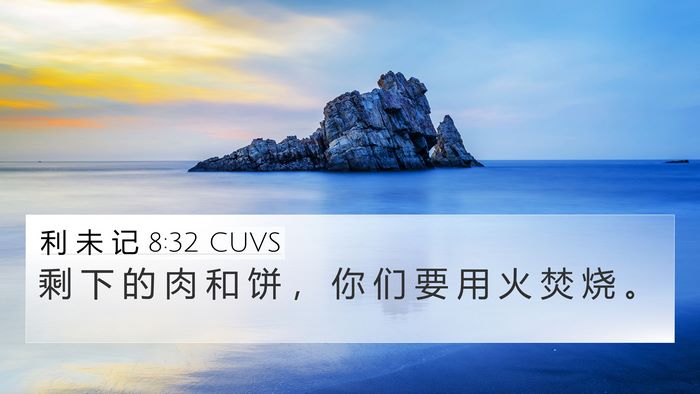 利 未 记 8:32 CUVS 4K Wallpaper - 剩 下 的 肉 和 饼 ， 你 们 要 用 火 - 4K Wallpaper Bible Verse