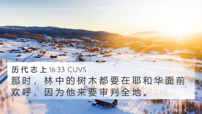 历 代 志 上 16:33 CUVS 4K Wallpaper - 那 时 ， 林 中 的 树 木 都 要 在 耶 - 4K Wallpaper Bible Verse