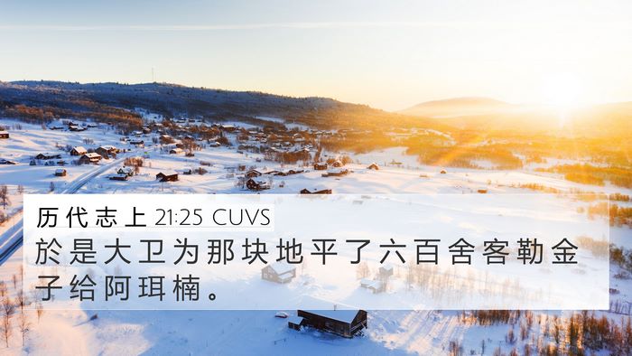 历 代 志 上 21:25 CUVS 4K Wallpaper - 於 是 大 卫 为 那 块 地 平 了 六 百 - 4K Wallpaper Bible Verse