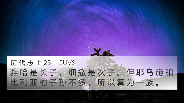 历 代 志 上 23:11 CUVS 4K Wallpaper - 雅 哈 是 长 子 ， 细 撒 是 次 子 。 - 4K Wallpaper Bible Verse