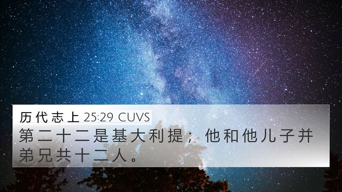 历 代 志 上 25:29 CUVS 4K Wallpaper - 第 二 十 二 是 基 大 利 提 ； 他 和 - 4K Wallpaper Bible Verse