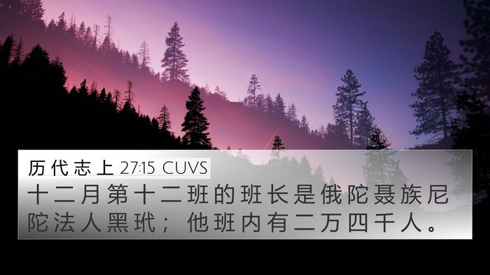 历 代 志 上 27:15 CUVS Bible Verse Image
