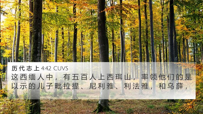 历 代 志 上 4:42 CUVS Bible Verse Image