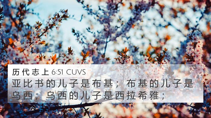 历 代 志 上 6:51 CUVS 4K Wallpaper - 亚 比 书 的 儿 子 是 布 基 ； 布 基 - 4K Wallpaper Bible Verse