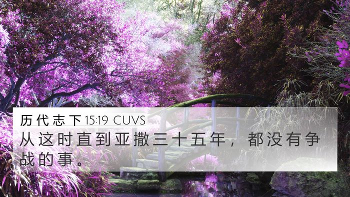 历 代 志 下 15:19 CUVS 4K Wallpaper - 从 这 时 直 到 亚 撒 三 十 五 年 ， - 4K Wallpaper Bible Verse