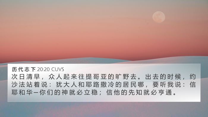历 代 志 下 20:20 CUVS Bible Verse Image