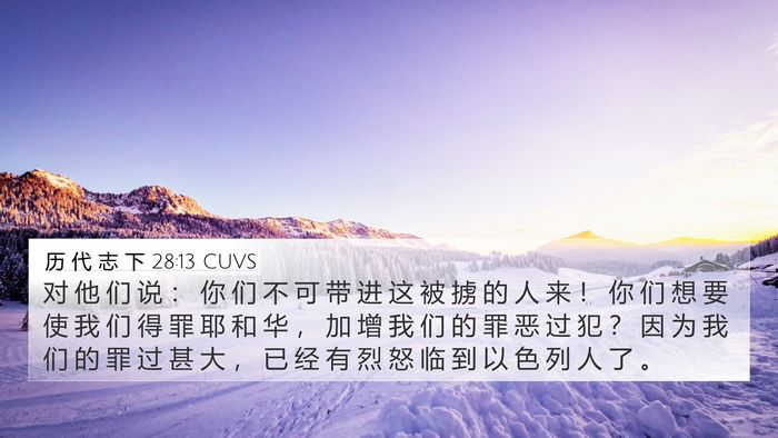 历 代 志 下 28:13 CUVS Bible Verse Image