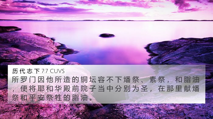 历 代 志 下 7:7 CUVS 4K Wallpaper - 所 罗 门 因 他 所 造 的 铜 坛 容 不 - 4K Wallpaper Bible Verse