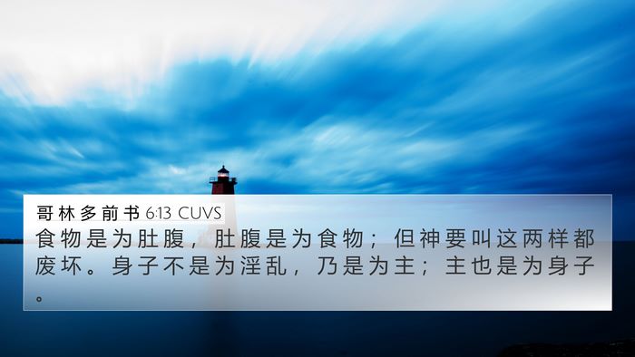 哥 林 多 前 书 6:13 CUVS Bible Verse Image