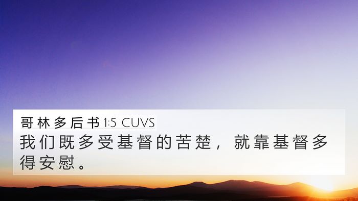 哥 林 多 后 书 1:5 CUVS Bible Verse Image