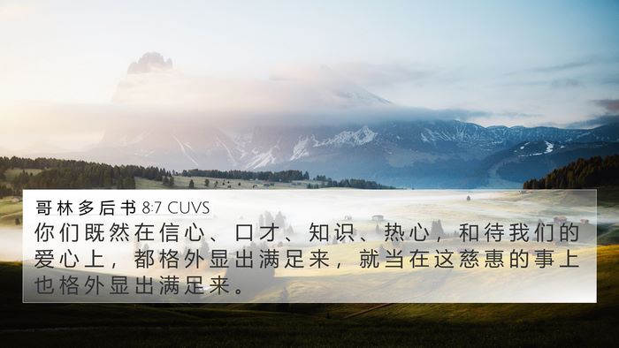 哥 林 多 后 书 8:7 CUVS Bible Verse Image