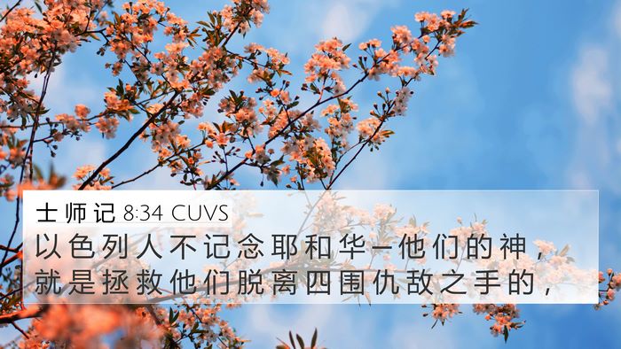 士 师 记 8:34 CUVS 4K Wallpaper - 以 色 列 人 不 记 念 耶 和 华 ─ 他 - 4K Wallpaper Bible Verse