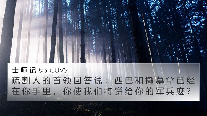 士 师 记 8:6 CUVS Bible Verse Image