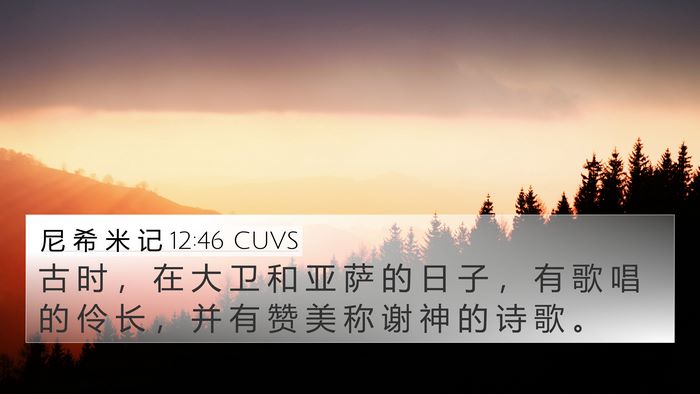 尼 希 米 记 12:46 CUVS 4K Wallpaper - 古 时 ， 在 大 卫 和 亚 萨 的 日 子 - 4K Wallpaper Bible Verse