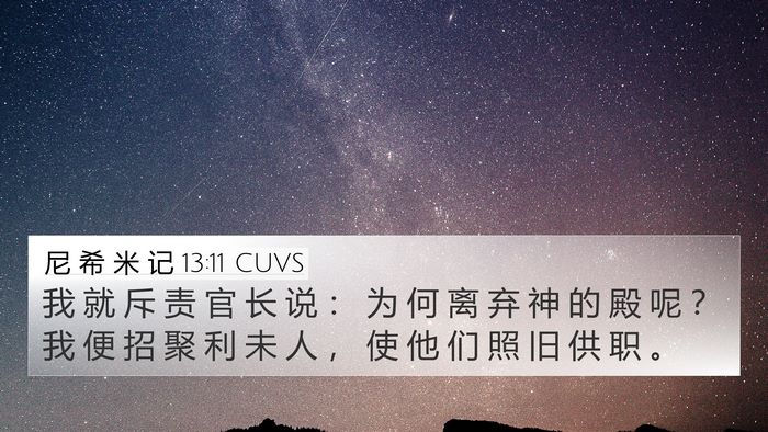 尼 希 米 记 13:11 CUVS 4K Wallpaper - 我 就 斥 责 官 长 说 ： 为 何 离 弃 - 4K Wallpaper Bible Verse