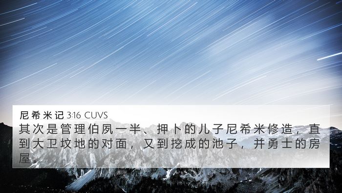 尼 希 米 记 3:16 CUVS 4K Wallpaper - 其 次 是 管 理 伯 夙 一 半 、 押 卜 - 4K Wallpaper Bible Verse