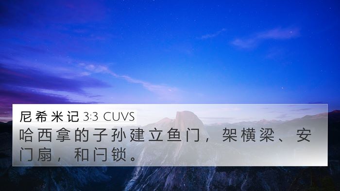 尼 希 米 记 3:3 CUVS 4K Wallpaper - 哈 西 拿 的 子 孙 建 立 鱼 门 ， 架 - 4K Wallpaper Bible Verse