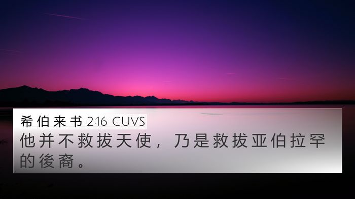 希 伯 来 书 2:16 CUVS 4K Wallpaper - 他 并 不 救 拔 天 使 ， 乃 是 救 拔 - 4K Wallpaper Bible Verse