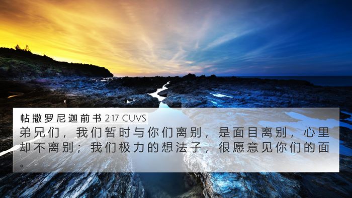 帖 撒 罗 尼 迦 前 书 2:17 CUVS Bible Verse Image