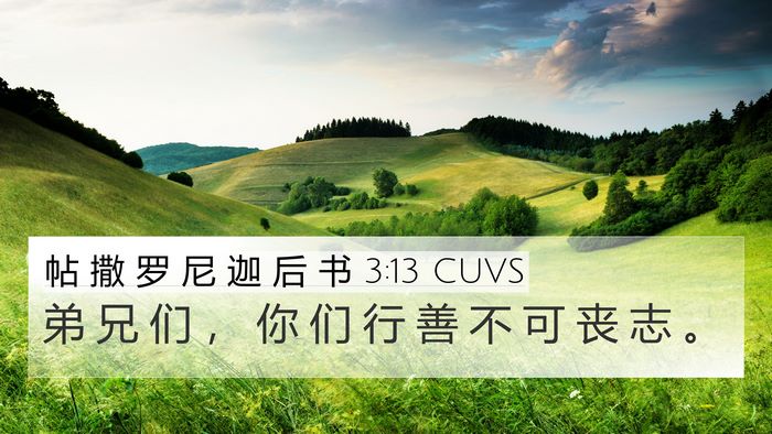 帖 撒 罗 尼 迦 后 书 3:13 CUVS Bible Verse Image