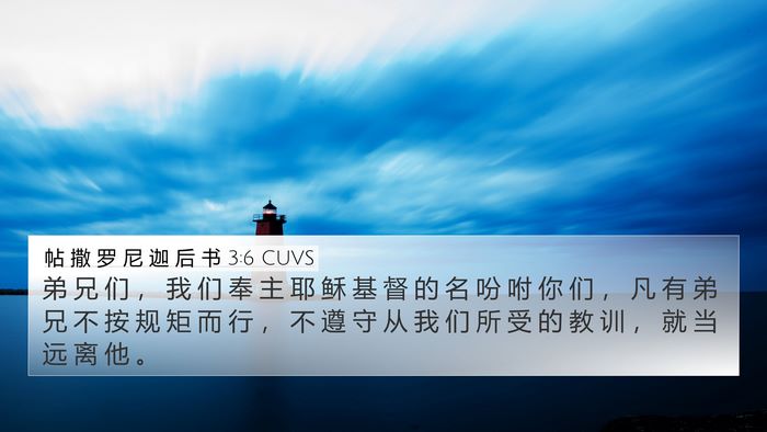 帖 撒 罗 尼 迦 后 书 3:6 CUVS Bible Verse Image