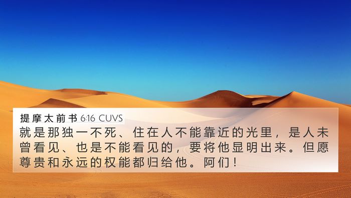 提 摩 太 前 书 6:16 CUVS Bible Verse Image