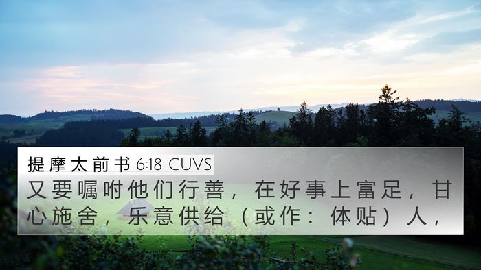 提 摩 太 前 书 6:18 CUVS Bible Verse Image