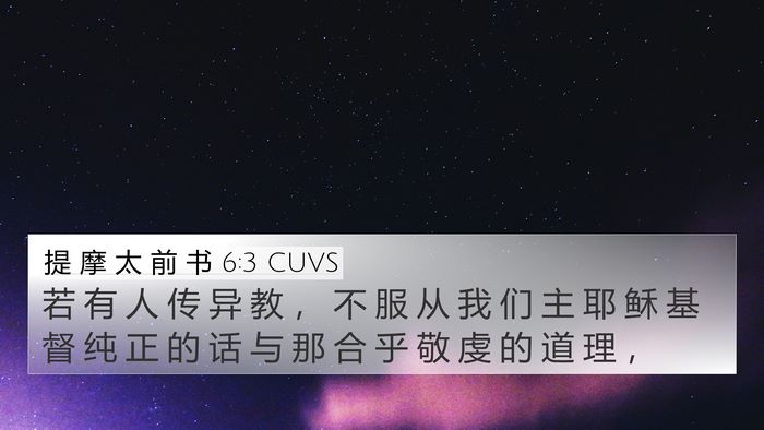 提 摩 太 前 书 6:3 CUVS Bible Verse Image