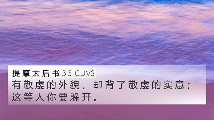 提 摩 太 后 书 3:5 CUVS 4K Wallpaper - 有 敬 虔 的 外 貌 ， 却 背 了 敬 虔 - 4K Wallpaper Bible Verse