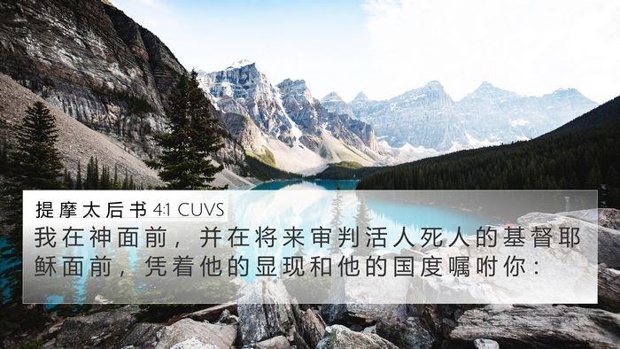 提 摩 太 后 书 4:1 CUVS Bible Verse Image
