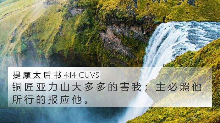提 摩 太 后 书 4:14 CUVS 4K Wallpaper - 铜 匠 亚 力 山 大 多 多 的 害 我 ； - 4K Wallpaper Bible Verse