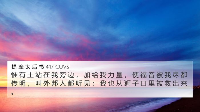 提 摩 太 后 书 4:17 CUVS Bible Verse Image