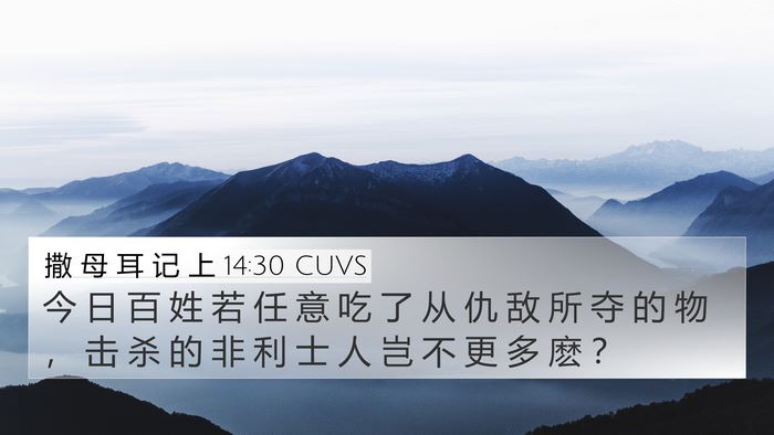 撒 母 耳 记 上 14:30 CUVS 4K Wallpaper - 今 日 百 姓 若 任 意 吃 了 从 仇 敌 - 4K Wallpaper Bible Verse