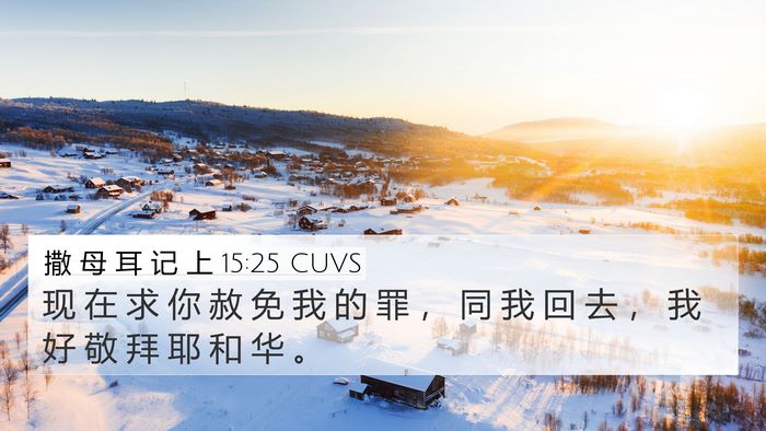 撒 母 耳 记 上 15:25 CUVS 4K Wallpaper - 现 在 求 你 赦 免 我 的 罪 ， 同 我 - 4K Wallpaper Bible Verse