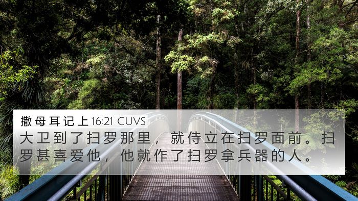 撒 母 耳 记 上 16:21 CUVS Bible Verse Image