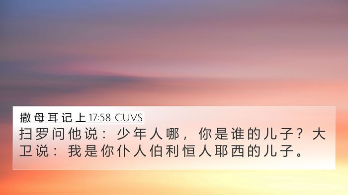 撒 母 耳 记 上 17:58 CUVS Bible Verse Image