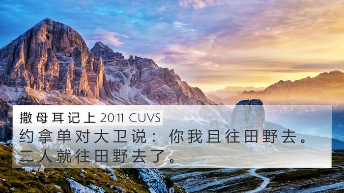 撒 母 耳 记 上 20:11 CUVS 4K Wallpaper - 约 拿 单 对 大 卫 说 ： 你 我 且 往 - 4K Wallpaper Bible Verse