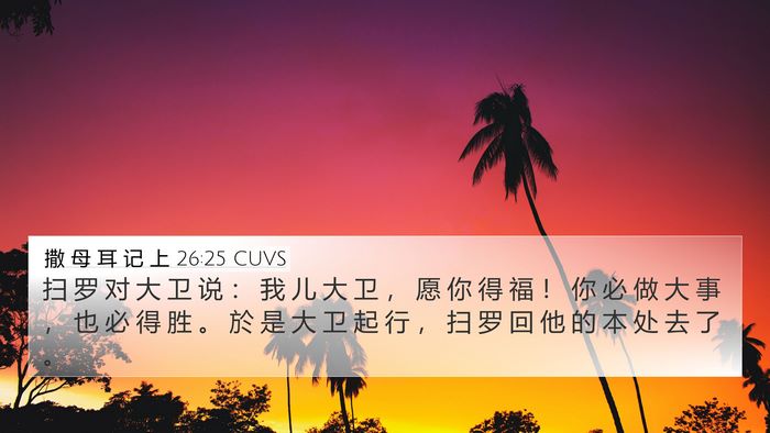 撒 母 耳 记 上 26:25 CUVS Bible Verse Image