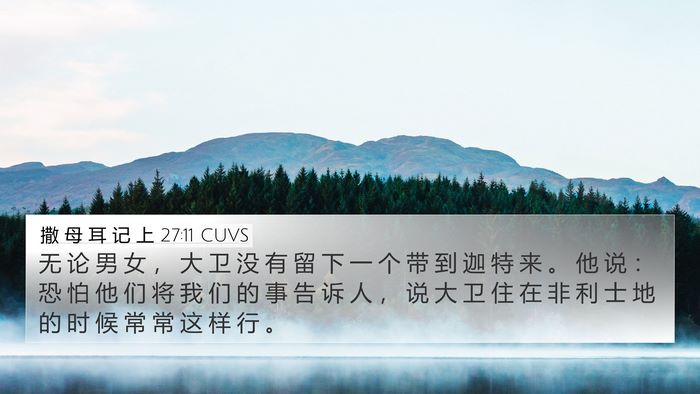撒 母 耳 记 上 27:11 CUVS Bible Verse Image