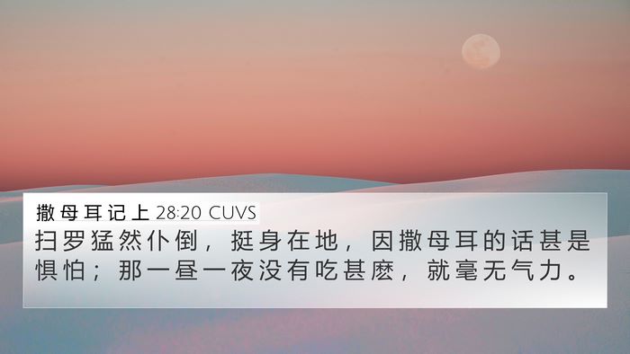 撒 母 耳 记 上 28:20 CUVS 4K Wallpaper - 扫 罗 猛 然 仆 倒 ， 挺 身 在 地 ， - 4K Wallpaper Bible Verse