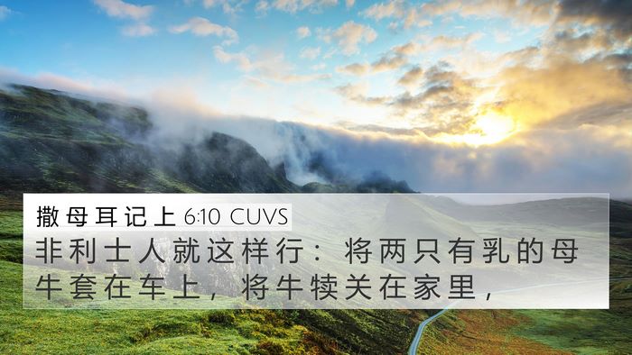 撒 母 耳 记 上 6:10 CUVS 4K Wallpaper - 非 利 士 人 就 这 样 行 ： 将 两 只 - 4K Wallpaper Bible Verse