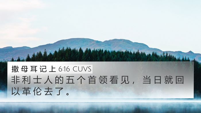 撒 母 耳 记 上 6:16 CUVS 4K Wallpaper - 非 利 士 人 的 五 个 首 领 看 见 ， - 4K Wallpaper Bible Verse