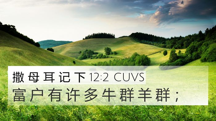 撒 母 耳 记 下 12:2 CUVS 4K Wallpaper - 富 户 有 许 多 牛 群 羊 群 - 4K Wallpaper Bible Verse