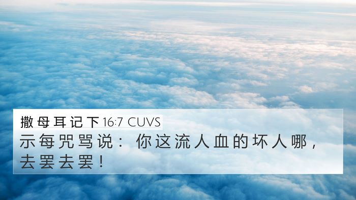 撒 母 耳 记 下 16:7 CUVS Bible Verse Image