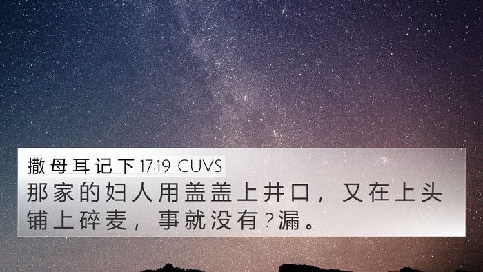 撒 母 耳 记 下 17:19 CUVS Bible Verse Image